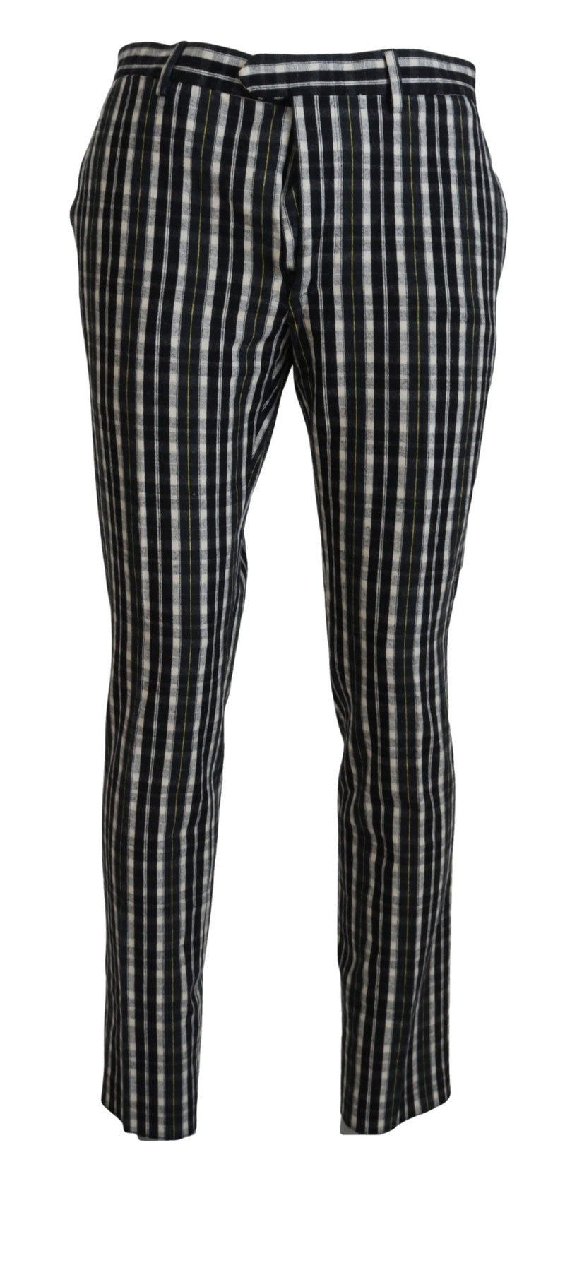 Pantalon décontracté en coton à carreaux noirs BENCIVENGA