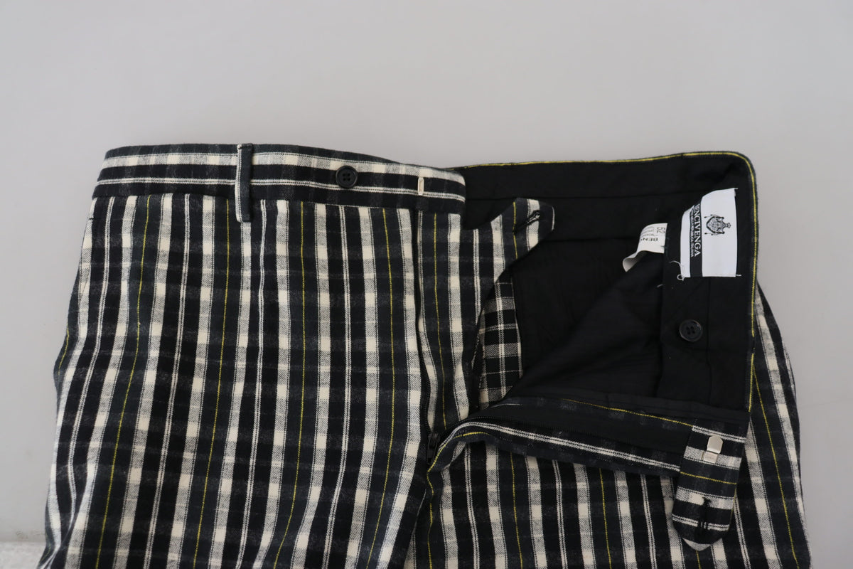 Pantalon décontracté en coton à carreaux noirs BENCIVENGA