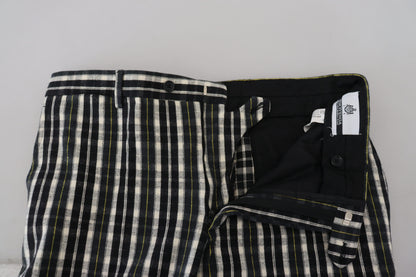 BENCIVENGA Zwarte geruite katoenen casual broek