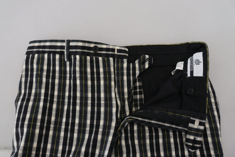 Pantalon décontracté en coton à carreaux noirs BENCIVENGA