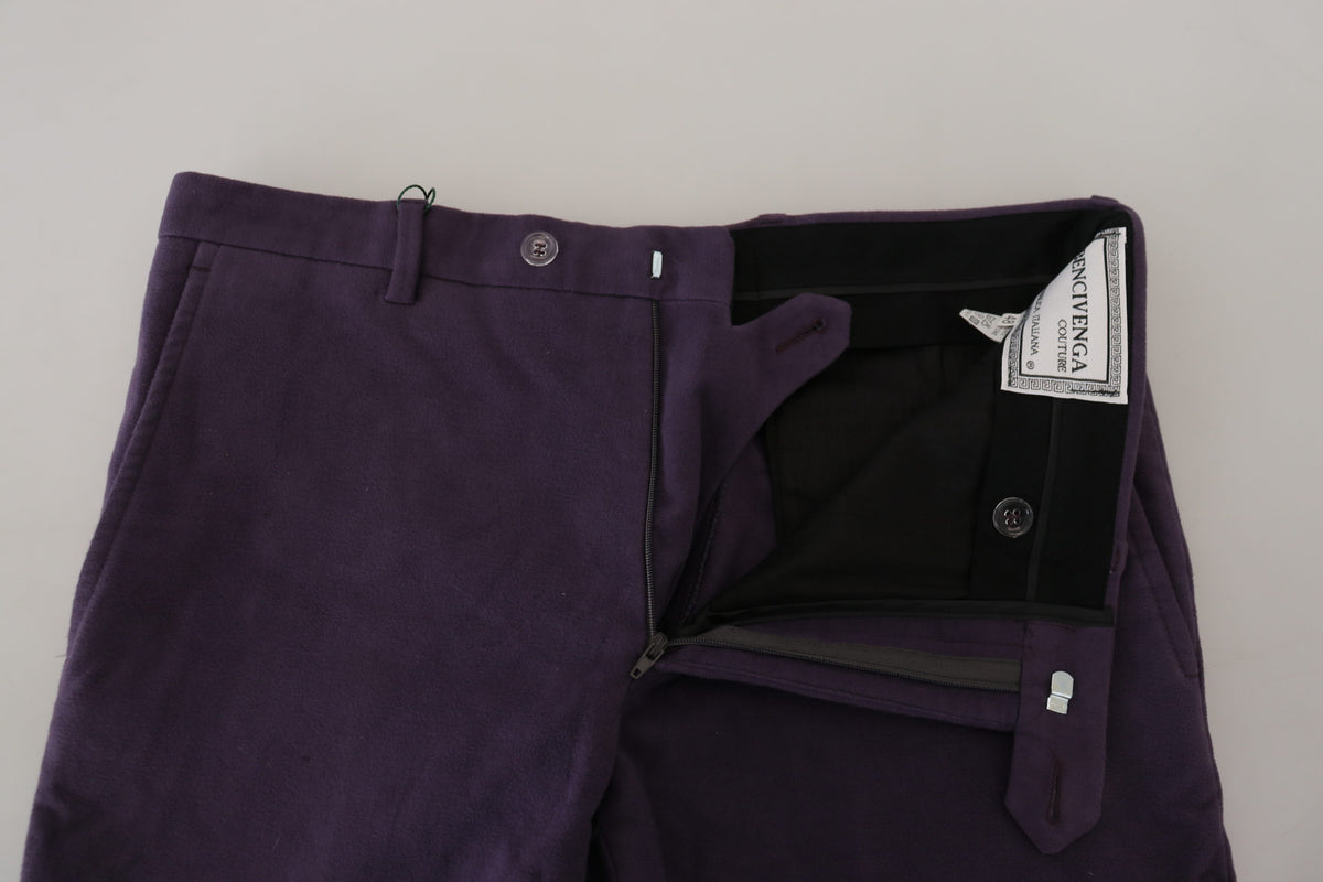 Pantalon homme fuselé en pur coton violet BENCIVENGA