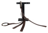 Costume National Brown Leather Keyring with Silver Tone Metal