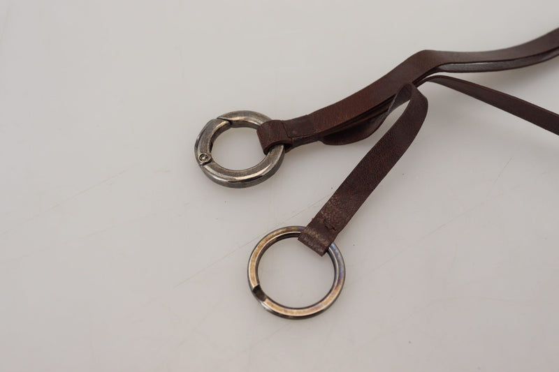 Costume National C’N’C Brown Leather Keyring with Silver Tone Metal