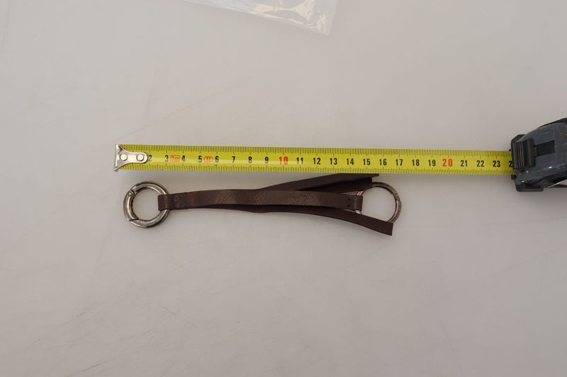 Costume National C’N’C Brown Leather Keyring with Silver Tone Metal
