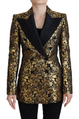 Dolce & Gabbana Black Gold Jacquard Blazer Jacket