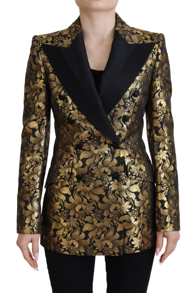 Dolce & Gabbana Black Gold Jacquard Blazer Jacket