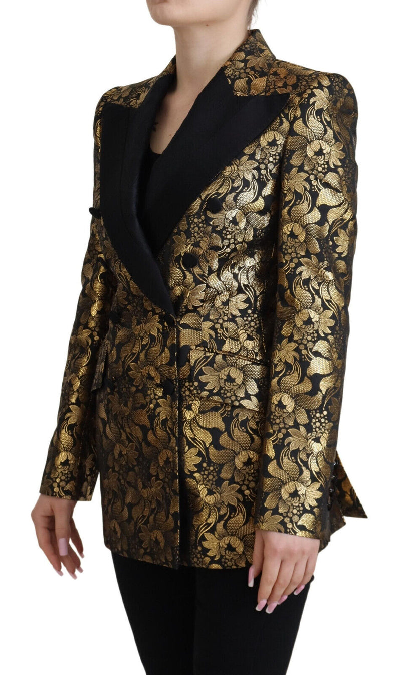 Dolce & Gabbana Black Gold Jacquard Blazer Jacket