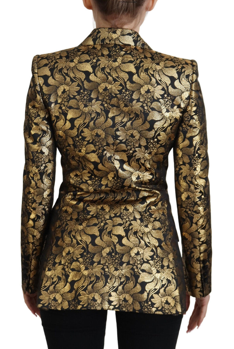 Dolce & Gabbana Black Gold Jacquard Blazer Jacket