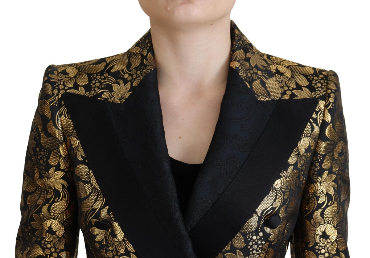 Dolce & Gabbana Black Gold Jacquard Blazer Jacket