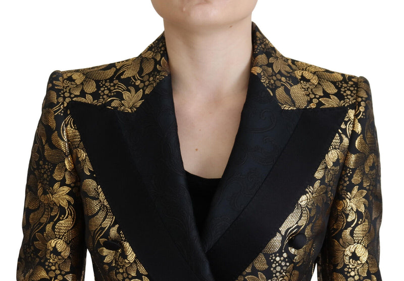 Dolce & Gabbana Black Gold Jacquard Blazer Jacket