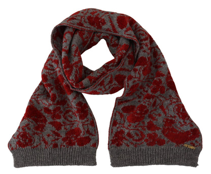 Écharpe châle tricotée rouge et grise GF Ferre pour femme