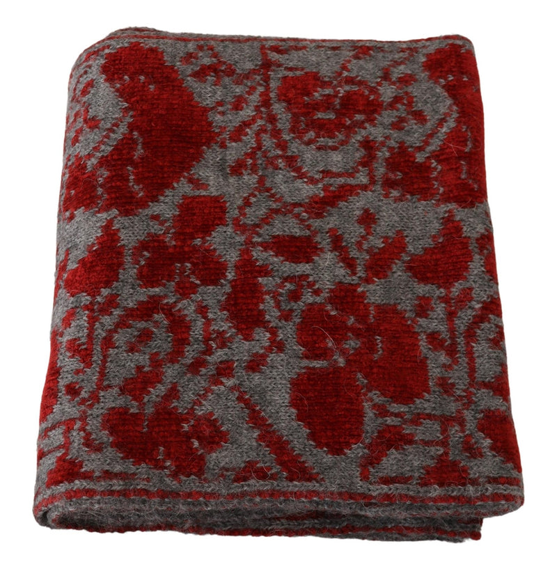GF Ferre Red Grey Knitted Wrap Warmer Women's Shawl Scarf