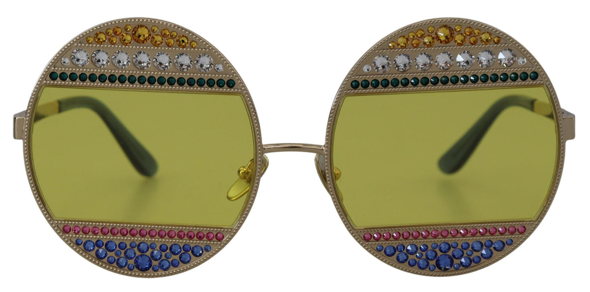 Dolce & Gabbana DG2209B Gold Oval Metal Crystals Sunglasses