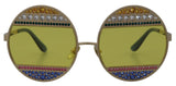 Dolce & Gabbana DG2209B Gold Oval Metal Crystals Sunglasses