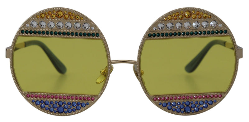 Dolce & Gabbana DG2209B Gold Oval Metal Crystals Sunglasses