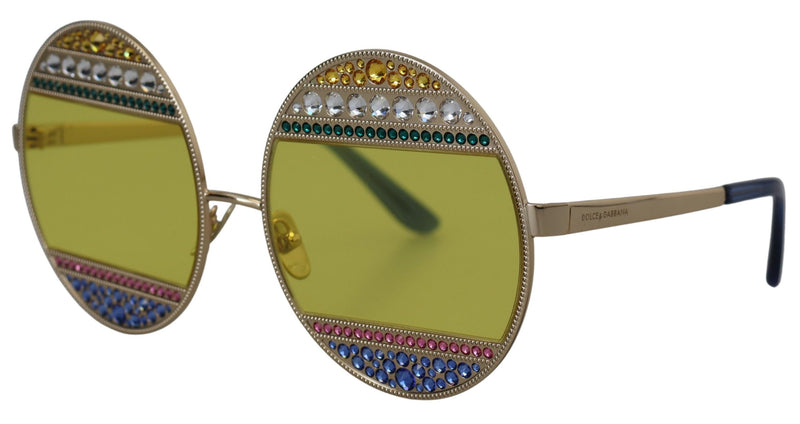 Dolce & Gabbana DG2209B Gold Oval Metal Crystals Sunglasses