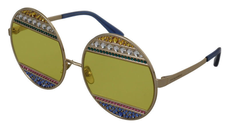 Dolce & Gabbana DG2209B Gold Oval Metal Crystals Sunglasses