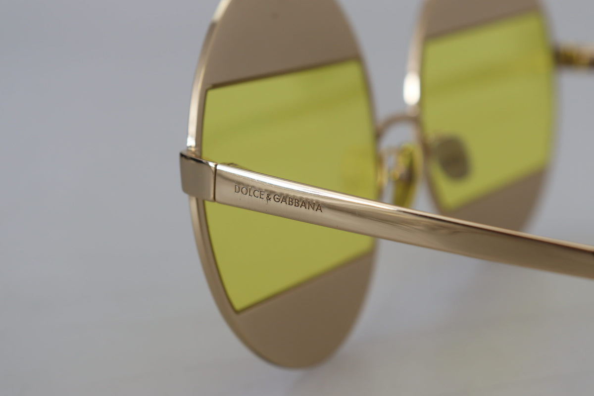Dolce & Gabbana DG2209B Gold Oval Metal Crystals Sunglasses