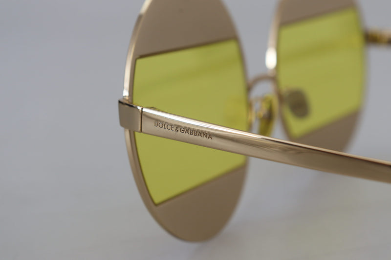 Dolce & Gabbana DG2209B Gold Oval Metal Crystals Sunglasses