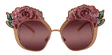 Dolce & Gabbana DG2202 Lunettes de soleil Rose Or avec Broderie