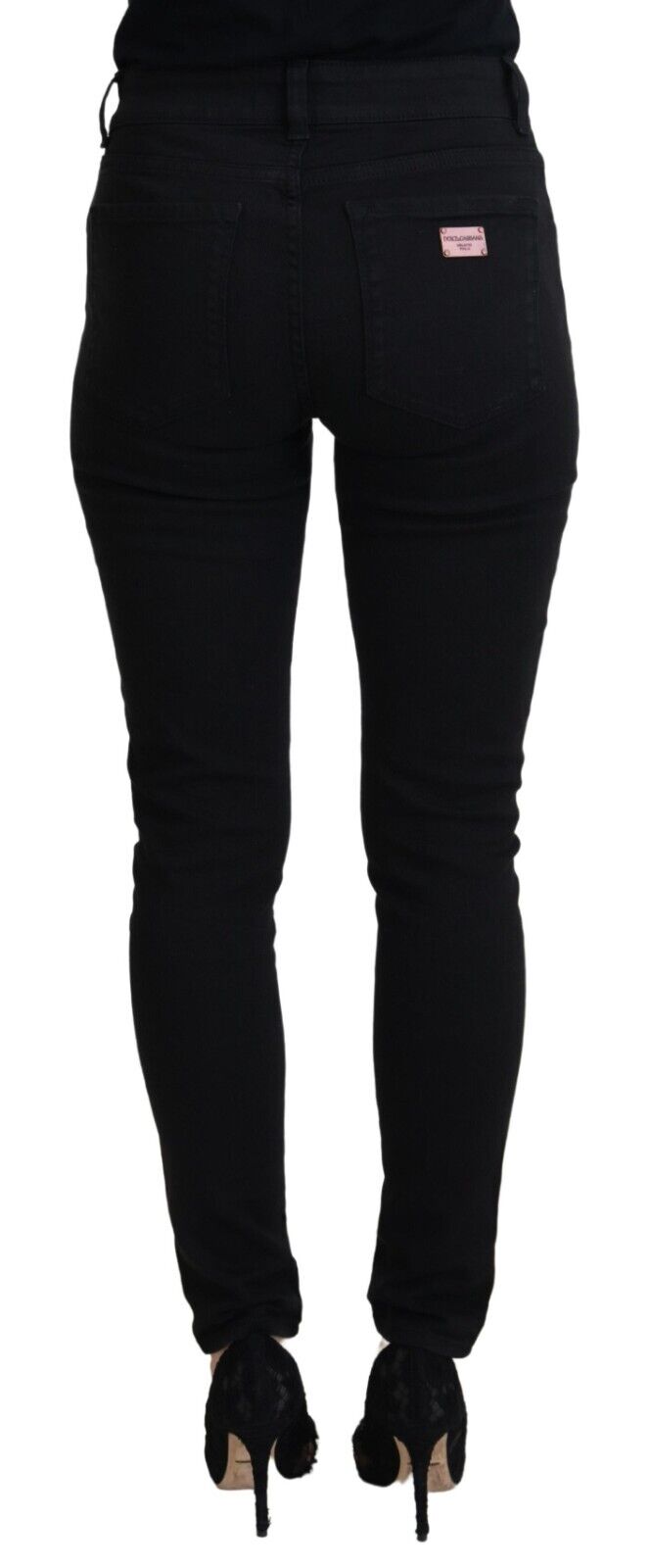 Dolce & Gabbana Jean en Denim Noir Taille Haute Femme