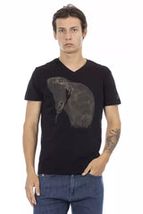 T-shirt homme en coton noir Trussardi Action