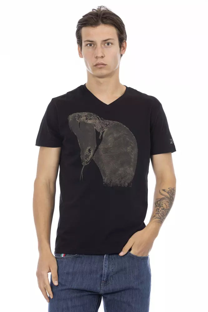 T-shirt homme en coton noir Trussardi Action