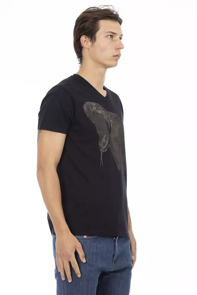 T-shirt homme en coton noir Trussardi Action