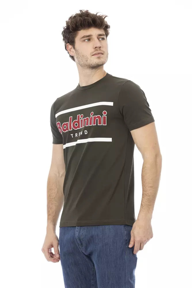 T-shirt homme en coton vert Baldinini Trend