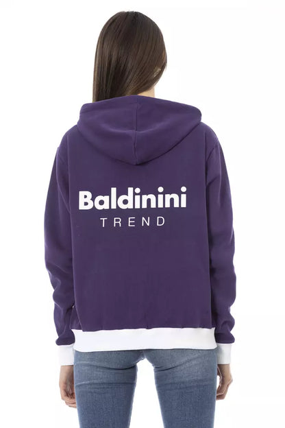 Baldinini Trend paarse katoenen dames trui met verstelbare capuchon