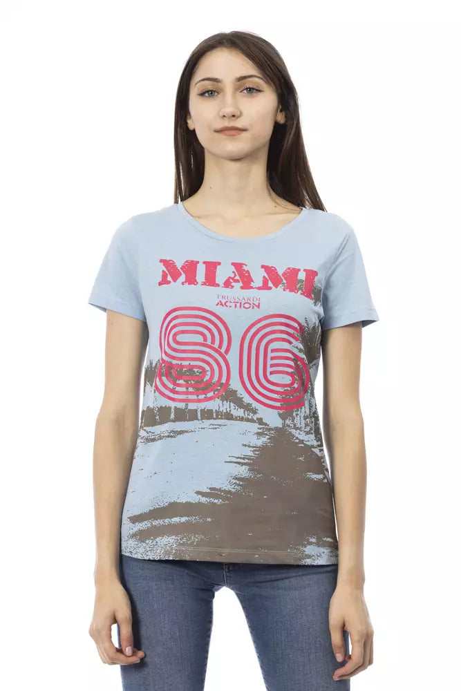 Trussardi Action T-Shirt Femme en Coton Bleu Clair