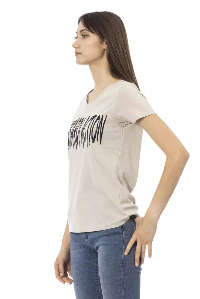 Trussardi Action T-Shirt Femme Beige en Coton - Chic et Polyvalent
