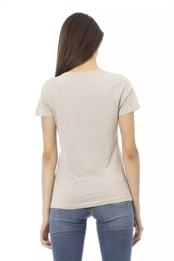 Trussardi Action T-Shirt Femme Beige en Coton - Chic et Polyvalent