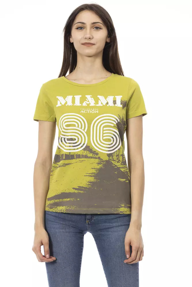 Trussardi Action T-Shirt Femme Vert en Coton - Élégant et Confortable