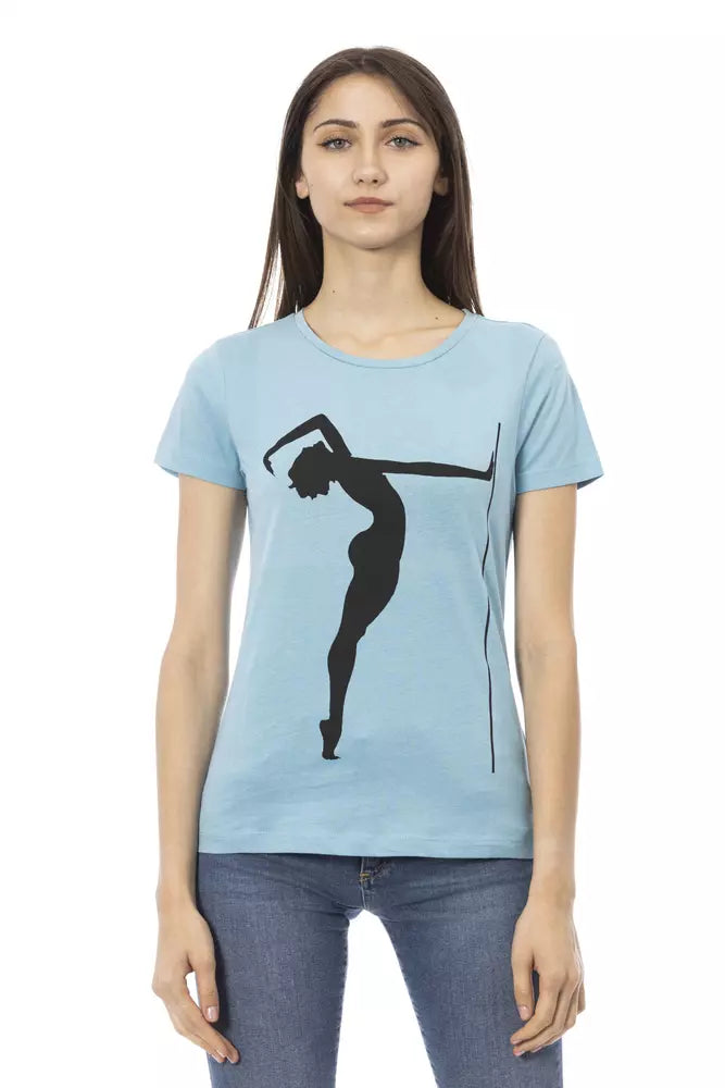 T-shirt Femme Trussardi Action en Coton Bleu Clair