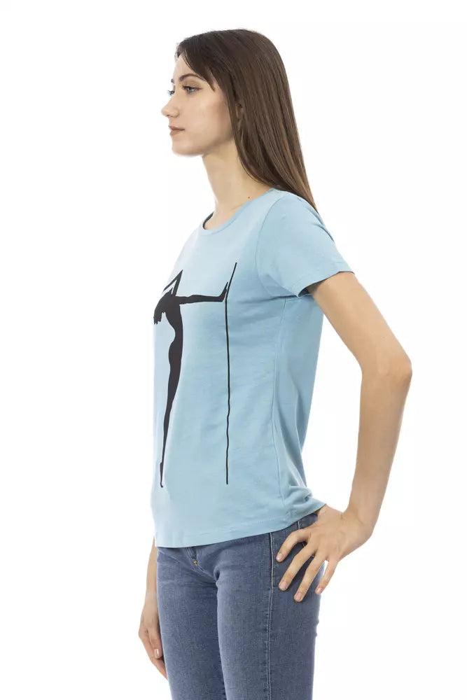 T-shirt Femme Trussardi Action en Coton Bleu Clair