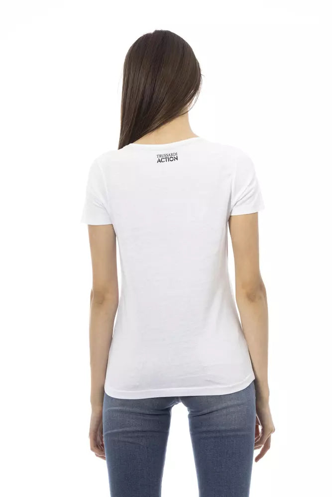 T-shirt Femme Trussardi Action Blanc en Coton - Élégant et Chic