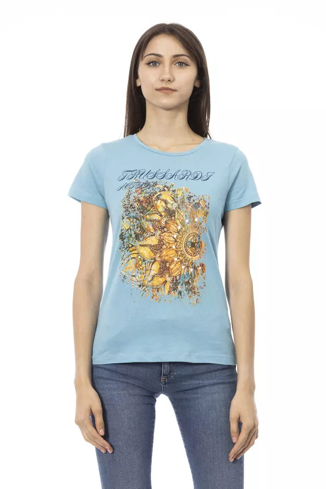 Trussardi Action T-Shirt Femme Coton Bleu Clair