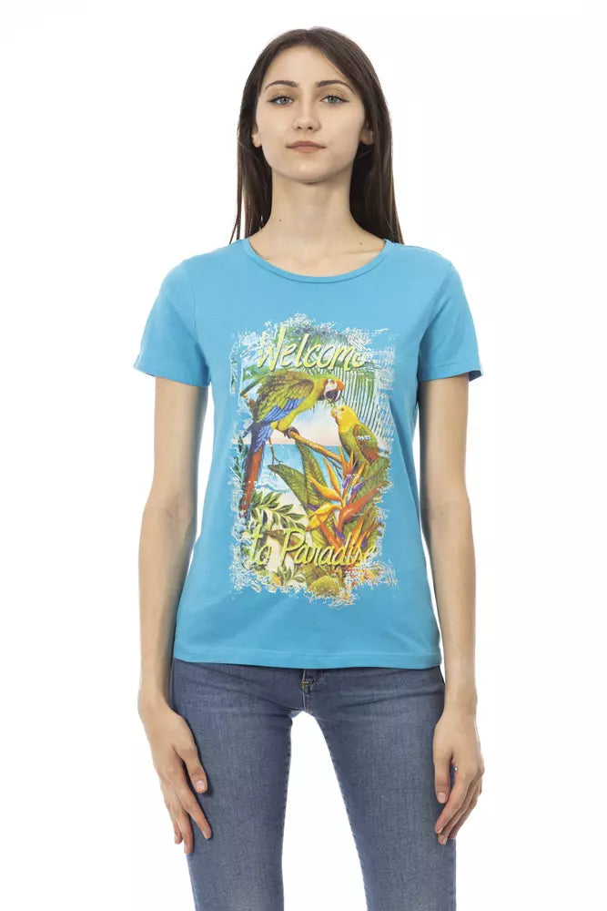 T-shirt Femme Trussardi Action en Coton Bleu Clair
