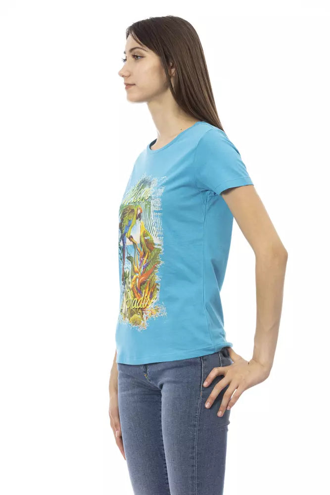 T-shirt Femme Trussardi Action en Coton Bleu Clair