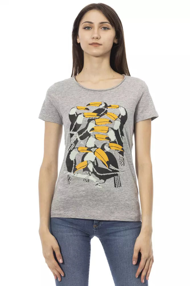 T-shirt Femme Trussardi Action en Coton Gris - Élégant et Polyvalent