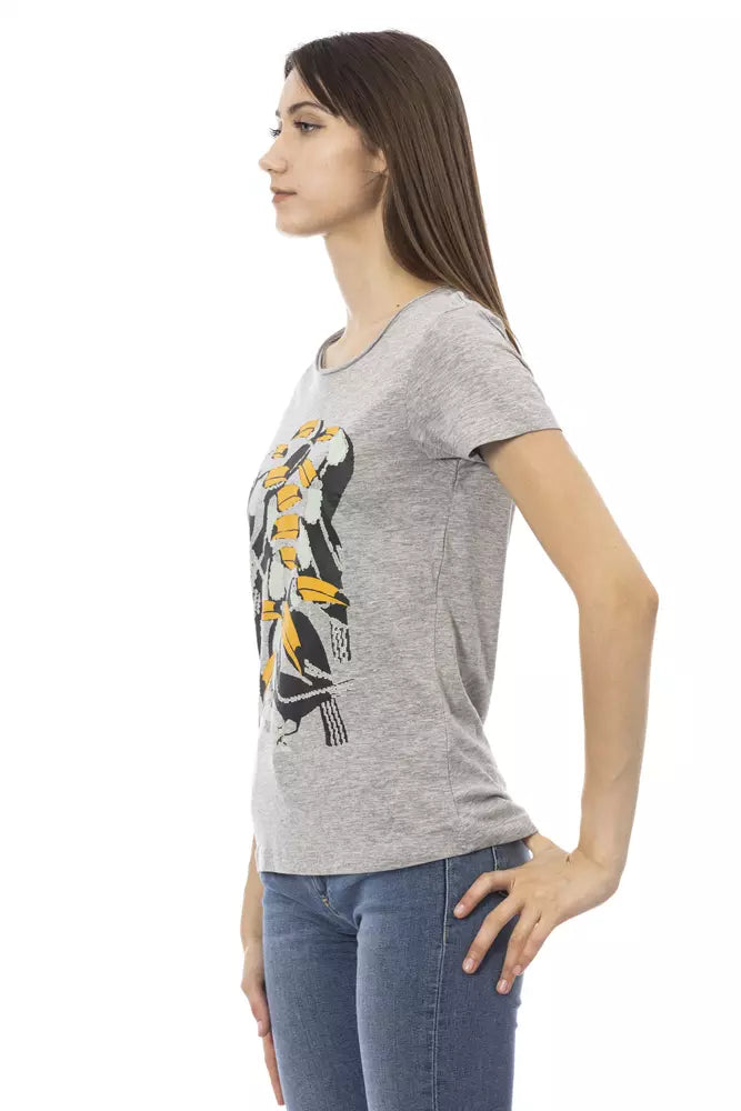 T-shirt Femme Trussardi Action en Coton Gris - Élégant et Polyvalent