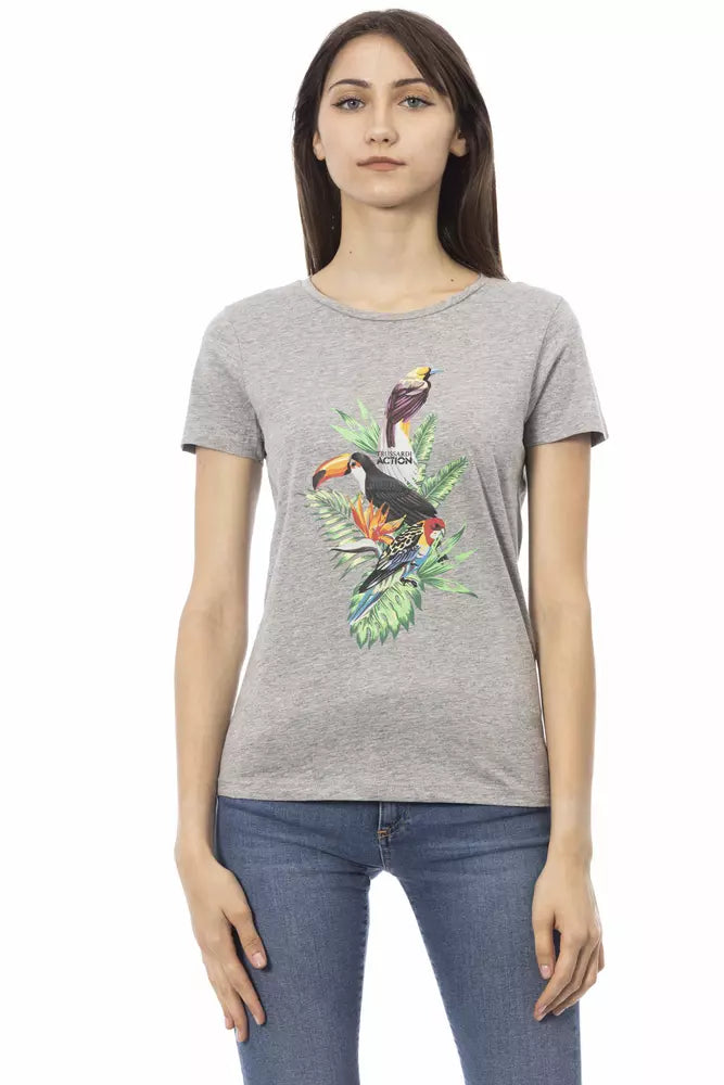 Trussardi Action T-shirt Femme en Coton Gris - Élégant et Polyvalent