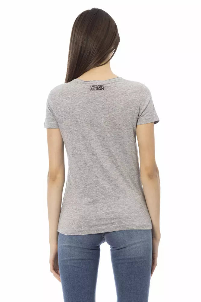 T-shirt Femme Trussardi Action en Coton Gris - Élégant et Polyvalent