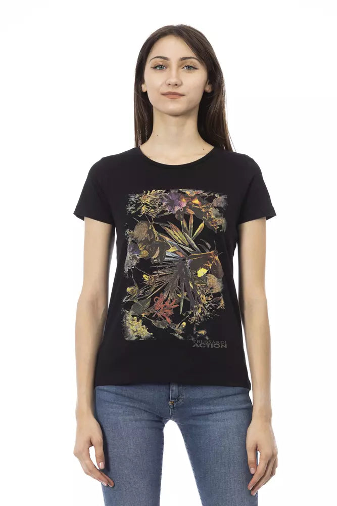 T-shirt Femme Trussardi Action Noir en Coton - Élégant et Confortable