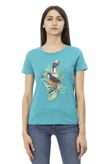 Trussardi Action T-shirt Femme en Coton Bleu Clair