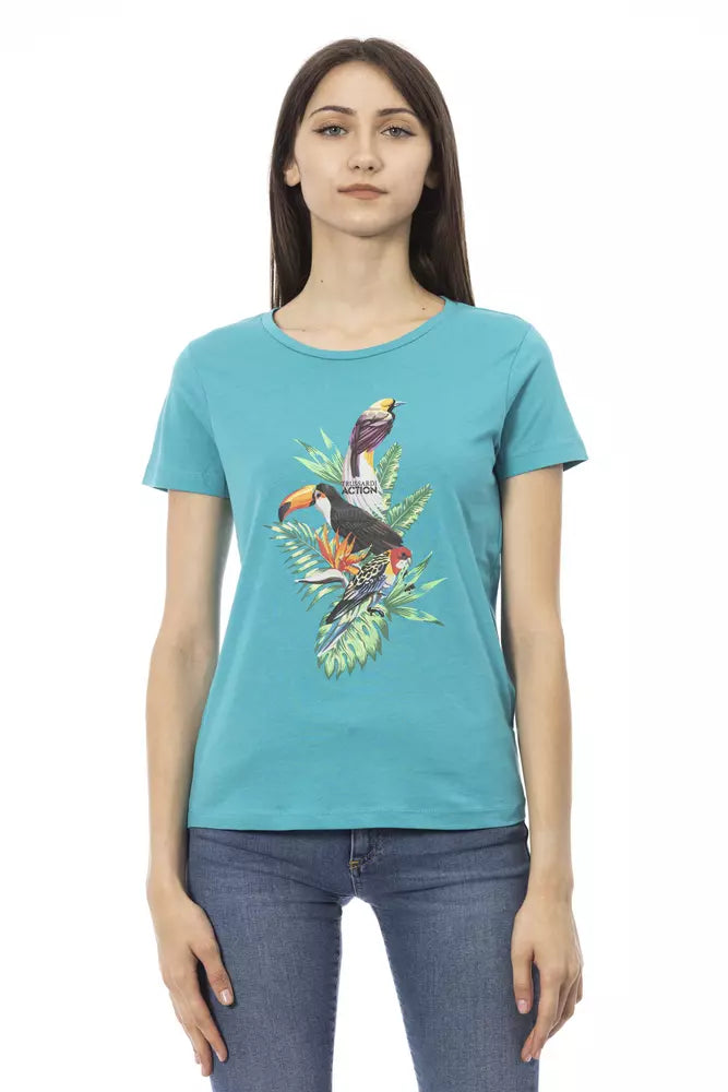 Trussardi Action T-shirt Femme en Coton Bleu Clair