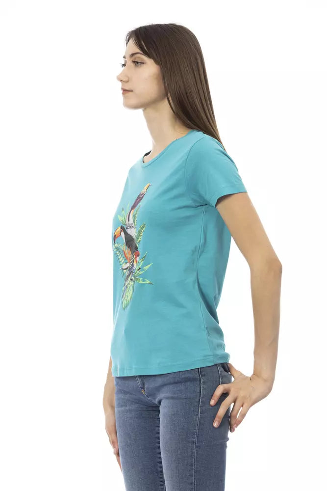 Trussardi Action T-shirt Femme en Coton Bleu Clair