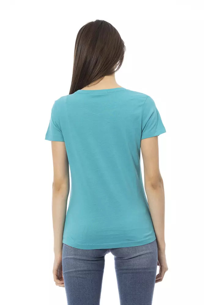 Trussardi Action T-shirt Femme en Coton Bleu Clair