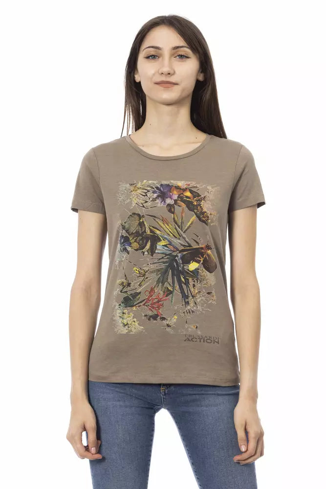 Trussardi Action T-Shirt Femme en Coton Marron - Élégance Effortless